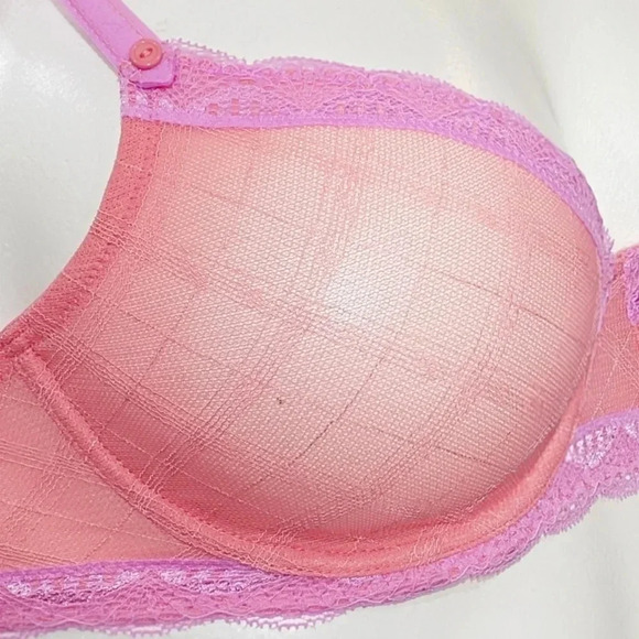 34C Jezebel 10027 Marni Diamond Mesh Unlined Bra Coral - Picture 3 of 8